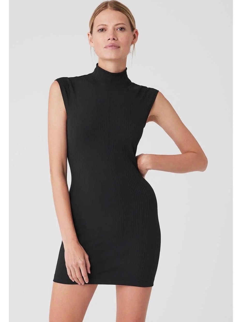 NWT Alo Yoga Run It Black Dress Mock Turtleneck Skirt Sleeveless